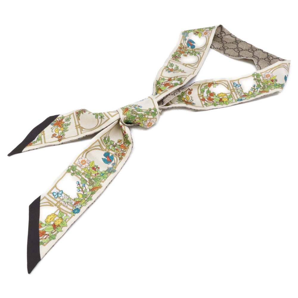 GUCCI GG Flora Silk Scarf/Muffler, Beige/Ivory, Women's - Picture 3 of 6